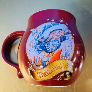 Mohaba Heinzels Tanztmarie Decorative Burgundy German Mug w/elf & Dancer 8oz